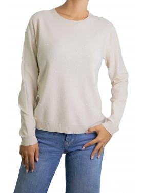 Maglioncino tinta unita con brillantini girocollo 